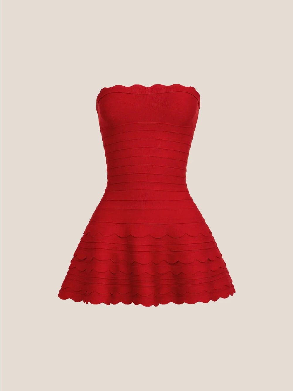POSH MIA Strapless Scalloped Hem Red Fit-&-Flare Dress SIZE MEDIUM